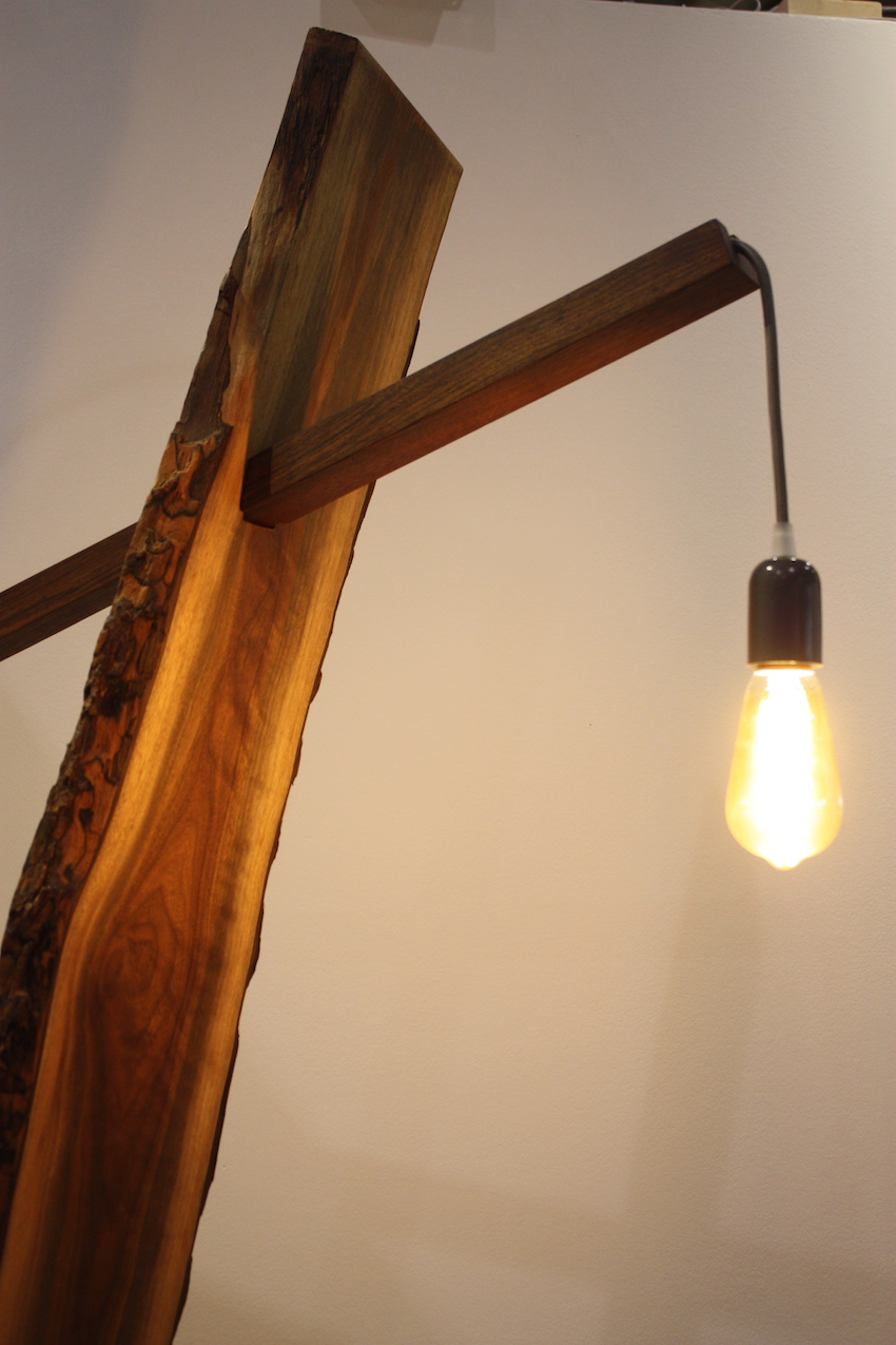 Live edge floor lamp close