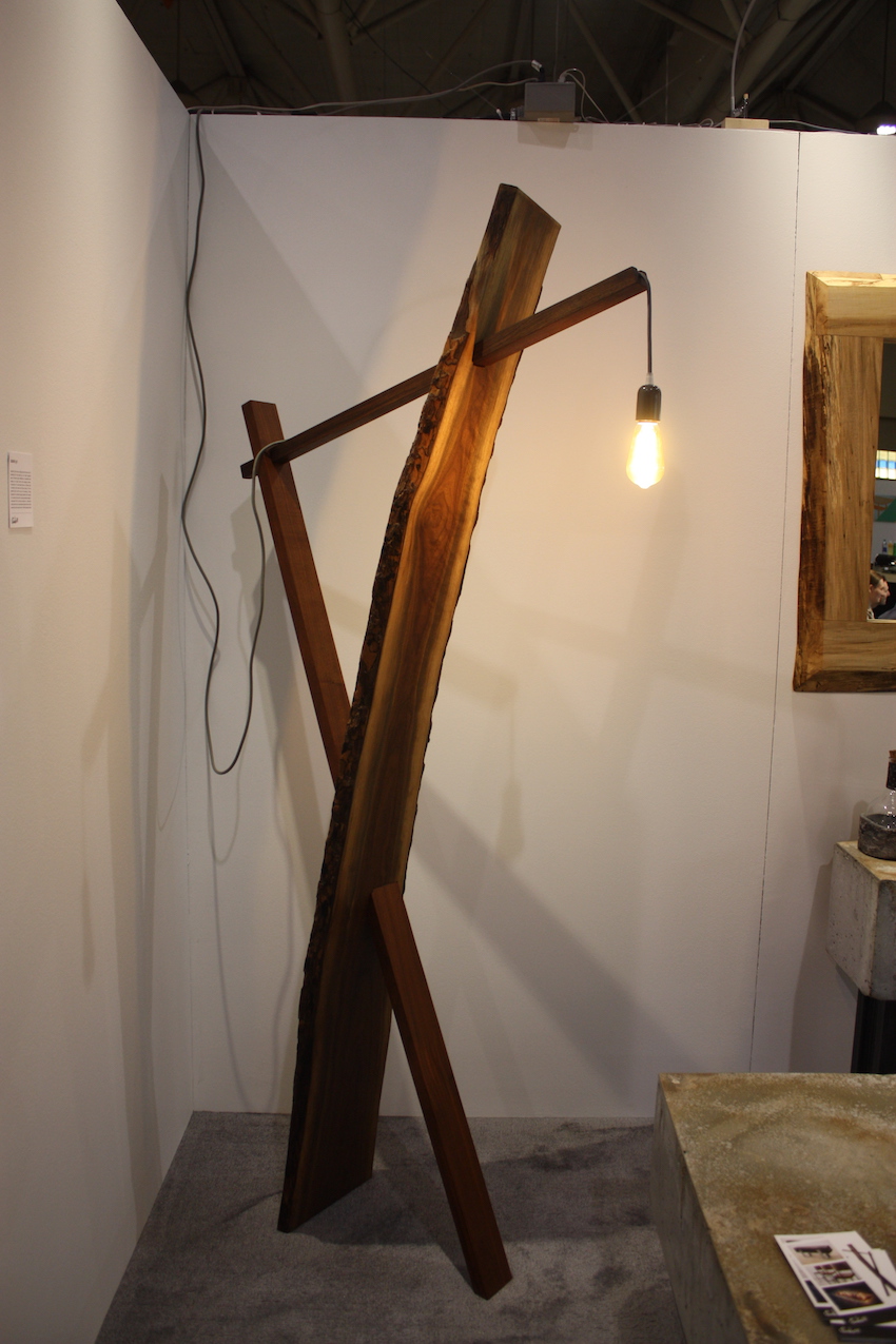 Live edge floor lamp concrete booth