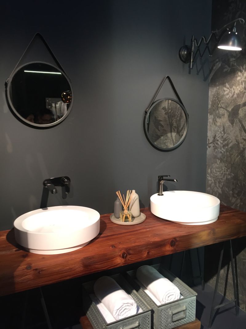 Live edge wood double vanity