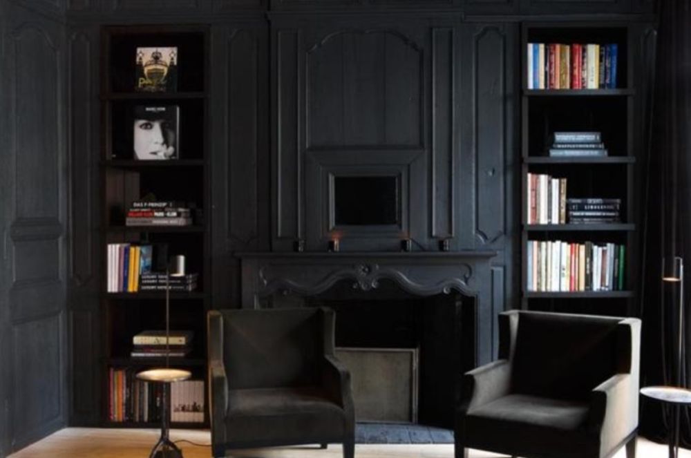  More traditional decor interiors are also sporting matte black walls for added drama