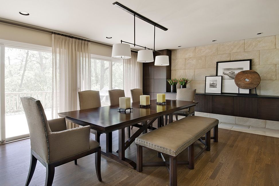 Living room with a large trestle dining table