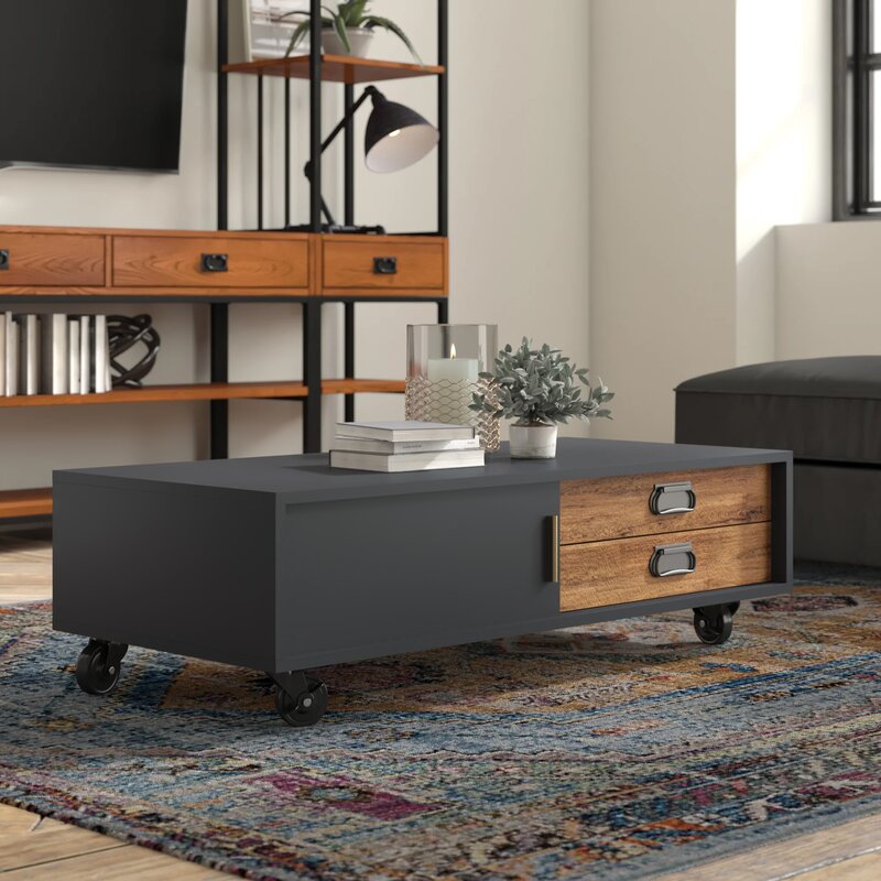 Loehr Wheel Coffee Table with Storage