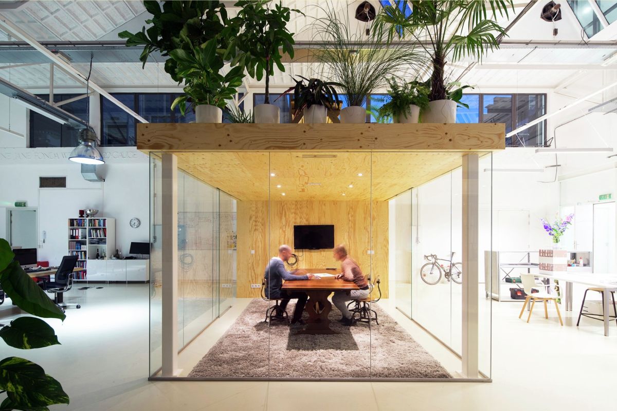 Loft office interior meeting area
