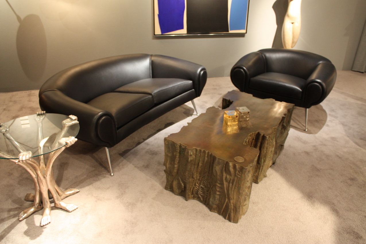 The rugged piece pairs nicely with the mid-century modern seating.