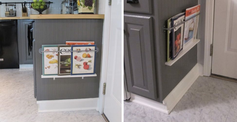 Lower cabinet magazine rack