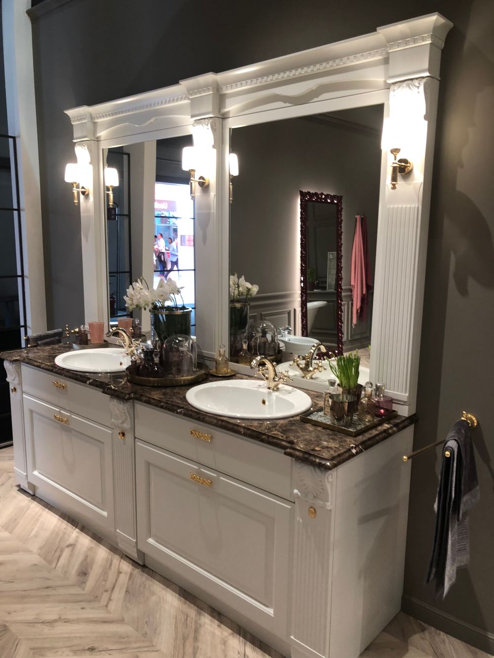 Luxury brown marble on top bathroom