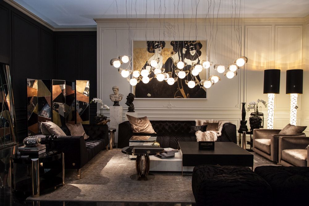 Using chandeliers in unexpected locations is eye-catching.