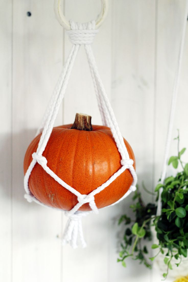 Macrame hanging pumpkin