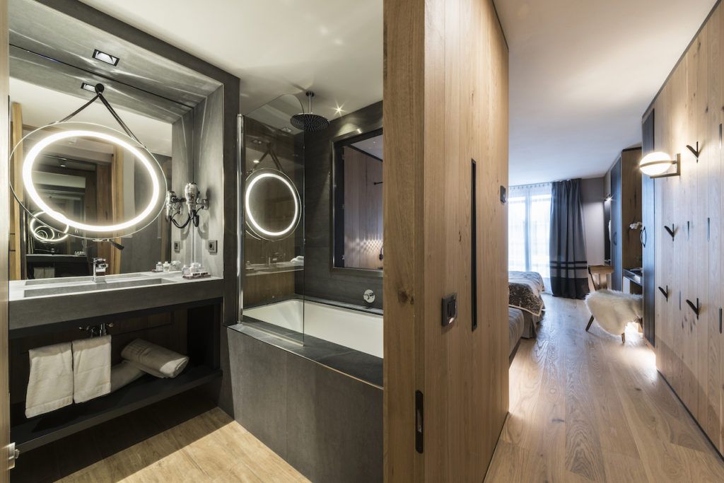 Sliding panels make the space feel more open.