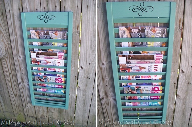 Magazine holder storage from wooden shutters