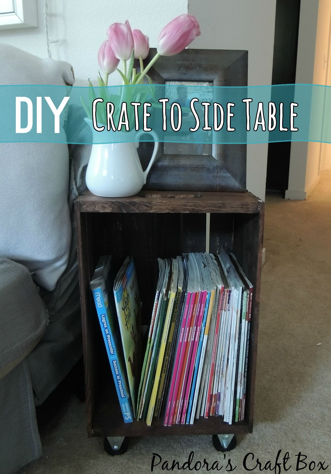 Make a side table from wine crates