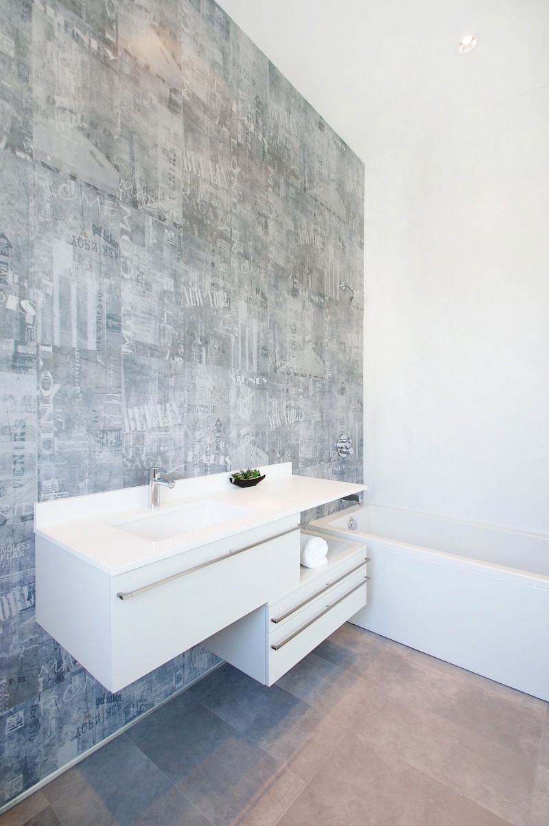 Mansfield gray wallppaer for bathroom