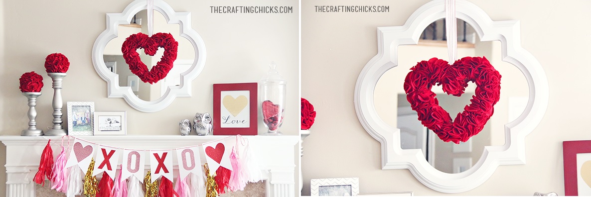 Mantel decor for Valentines Day