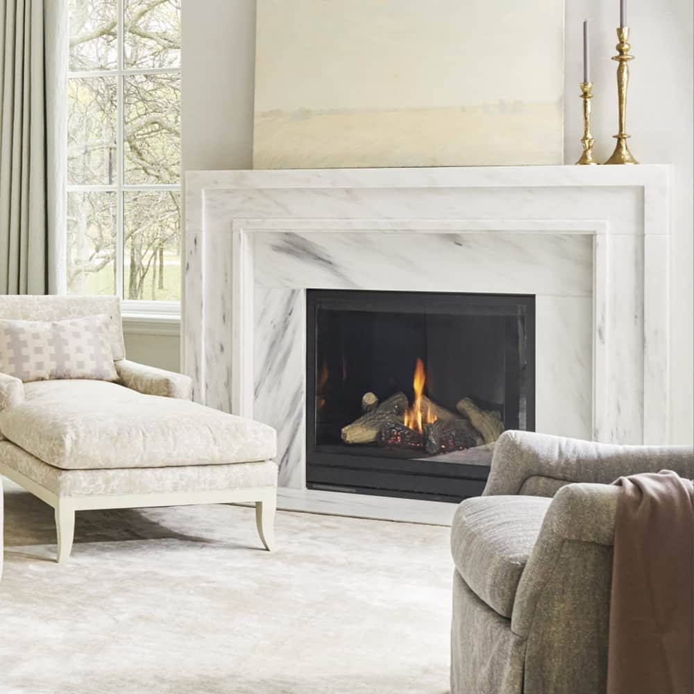 Simple White Marble Fireplace