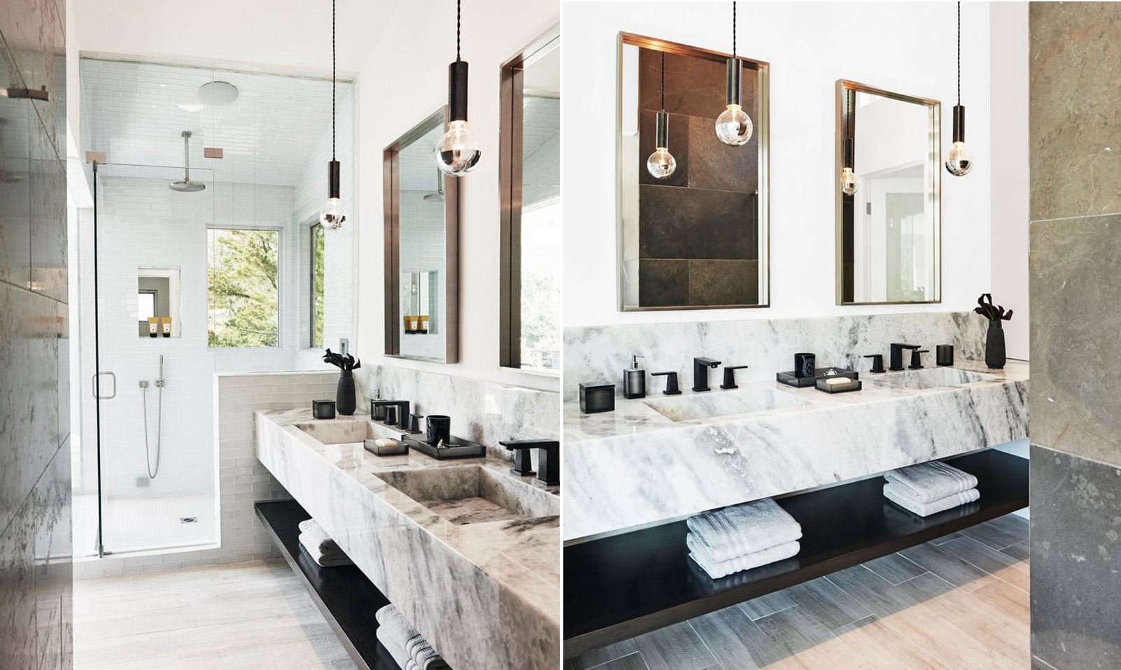 Marble bathroom with grey vines