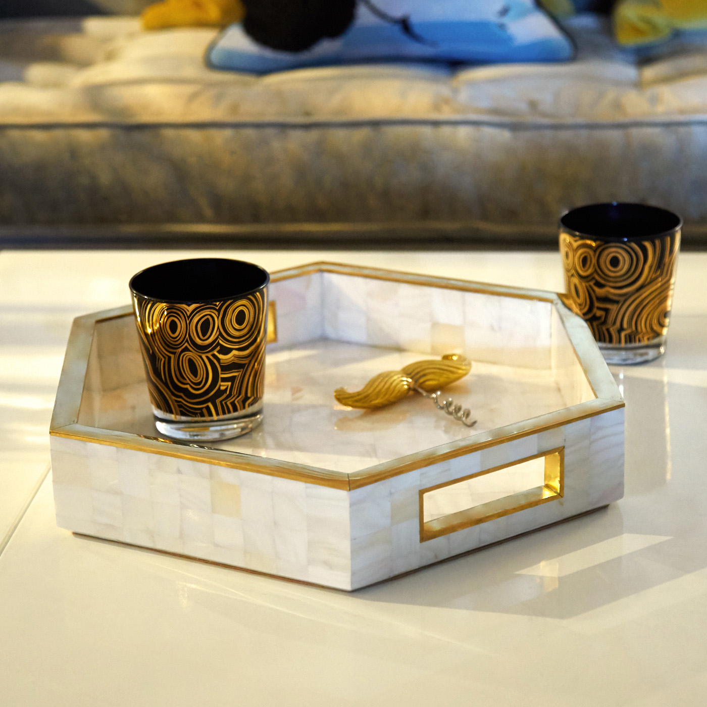 Marble hex trays