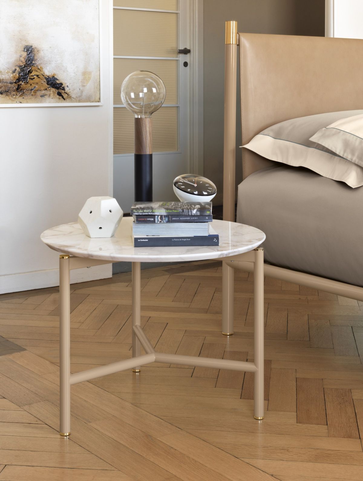 Marble top small orund coffee table