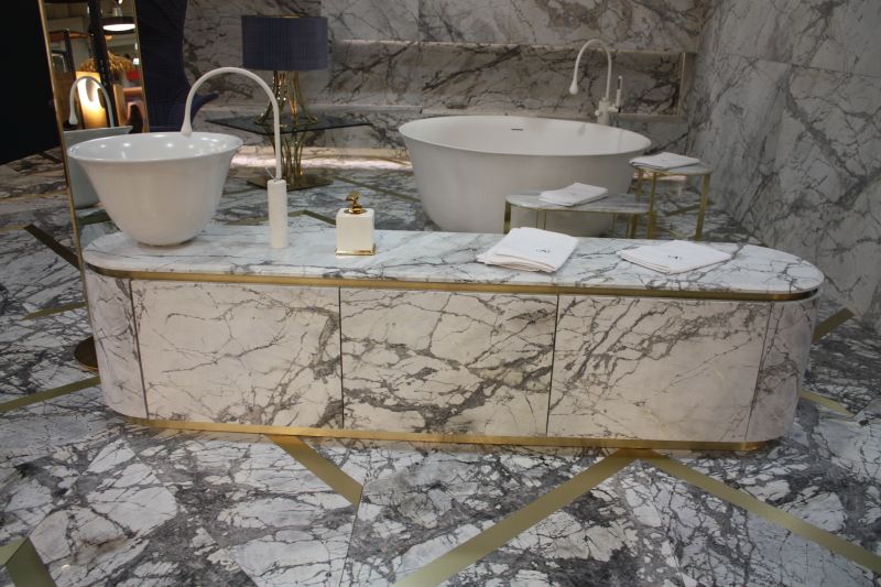 Marble with grey and gold accents