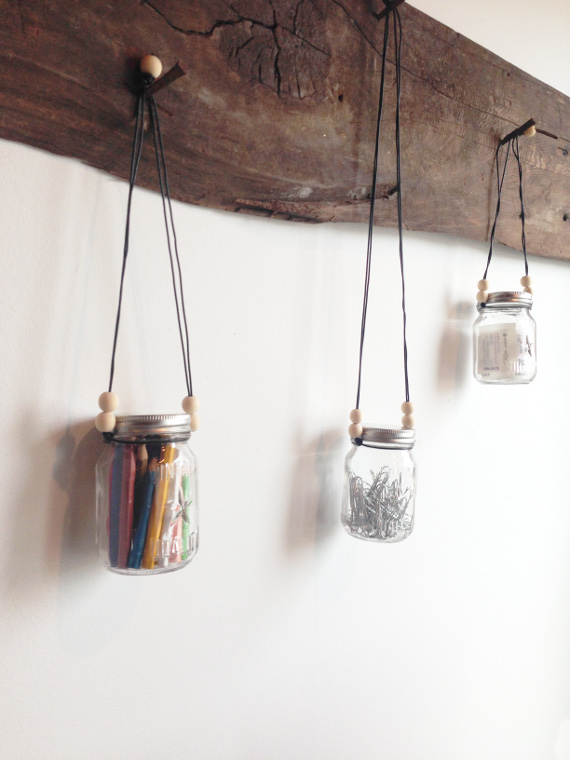Mason jars hanging storage