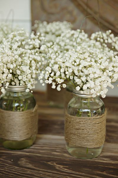 Mason jars twine wrapped