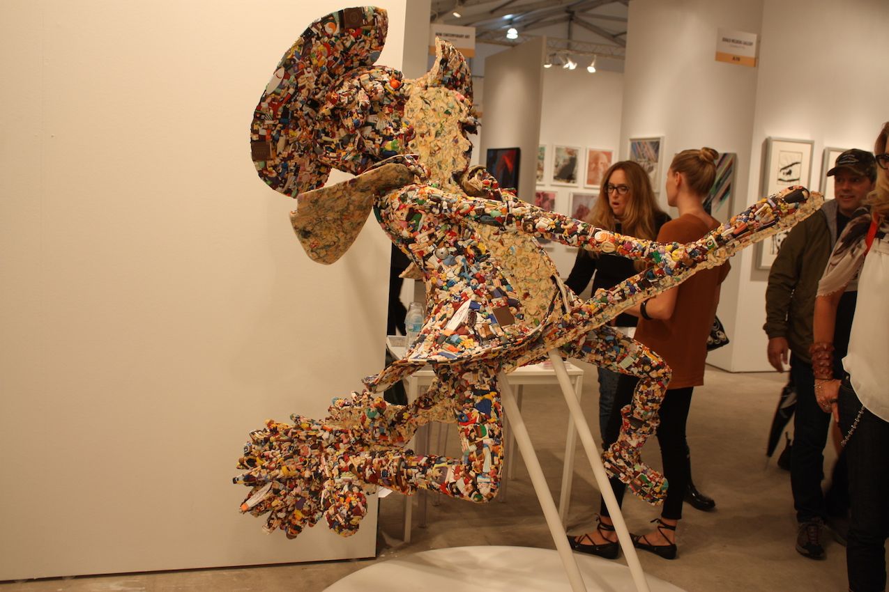 This sculpture uses melted anime dolls to create a new piece, which is then sliced in half. Definitely a conversation piece, this was created by 3(Three) from Fukushima, Japan.