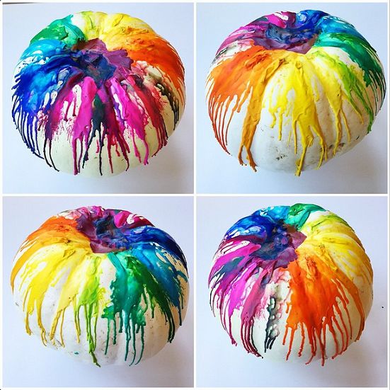 Melting crayons pumpkin painting