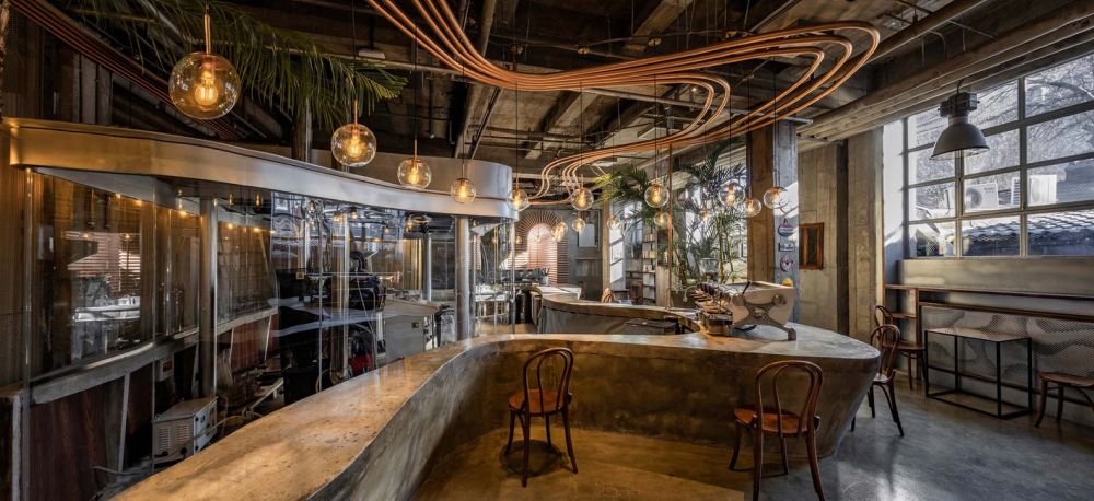 Metal Hands Coffee Renovation by Linkchance Architects steam punk decor