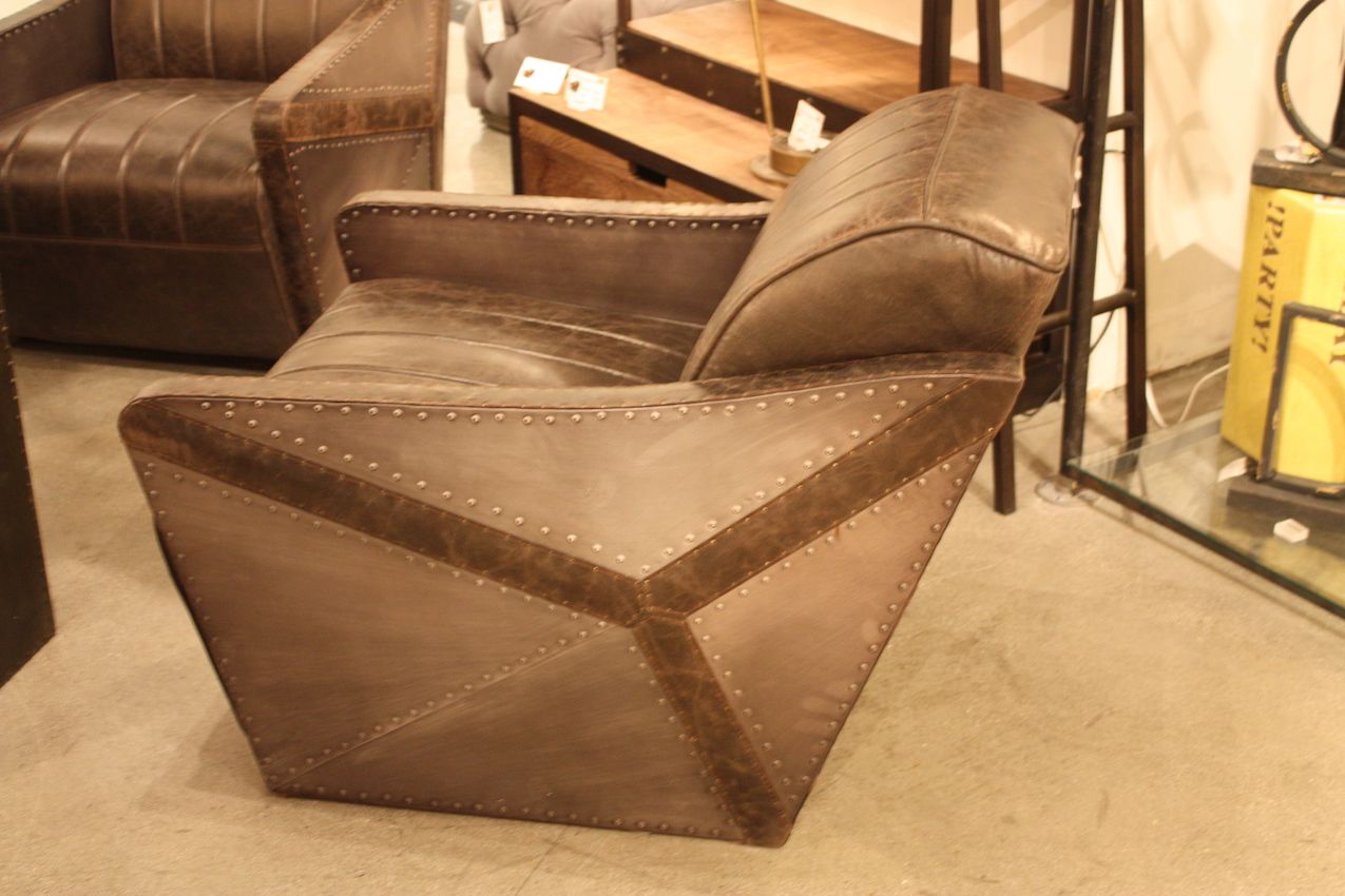 This cool chair combines metal and leather in an aeronautically inspired design.