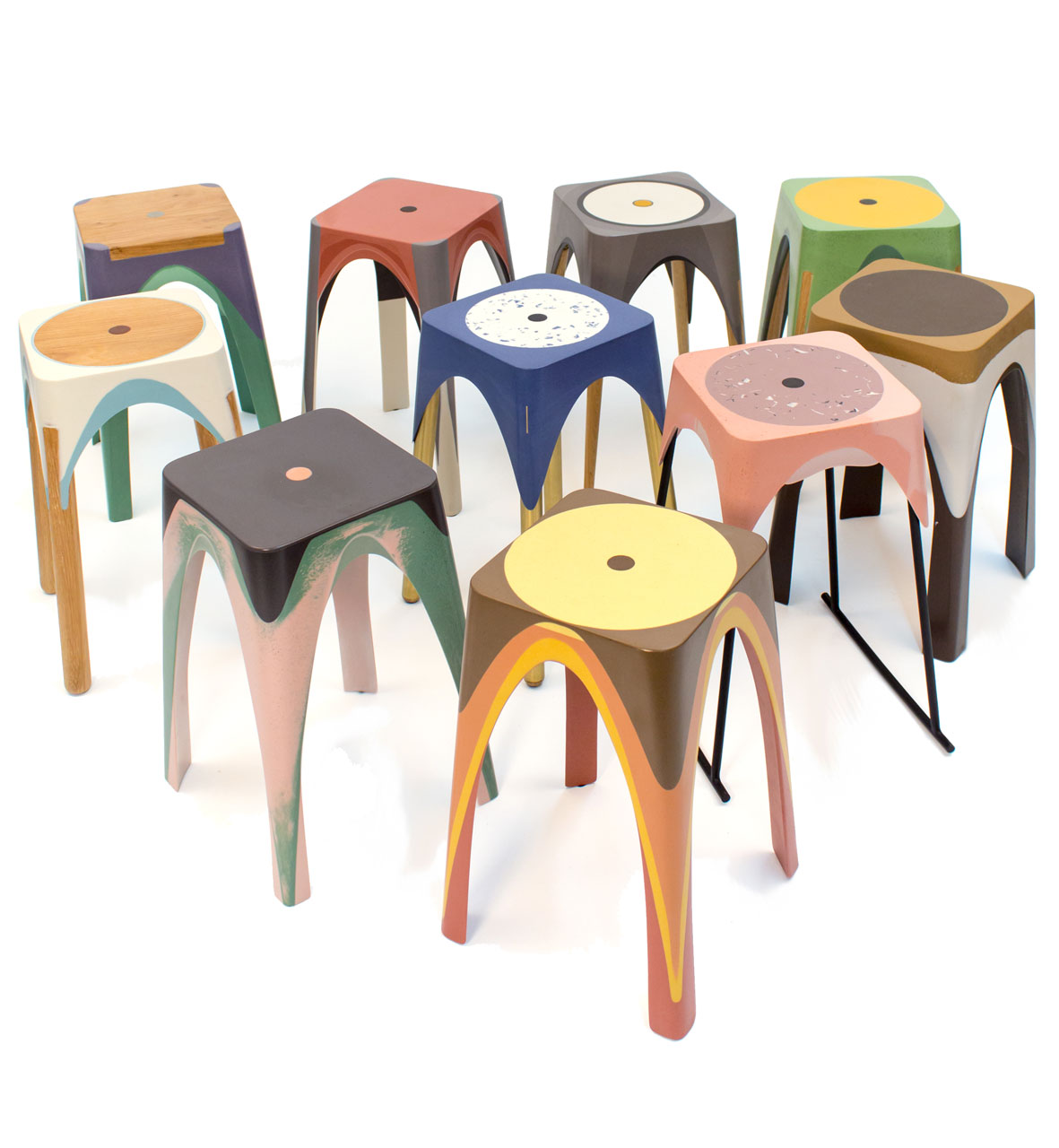 Metall wood and resin stool