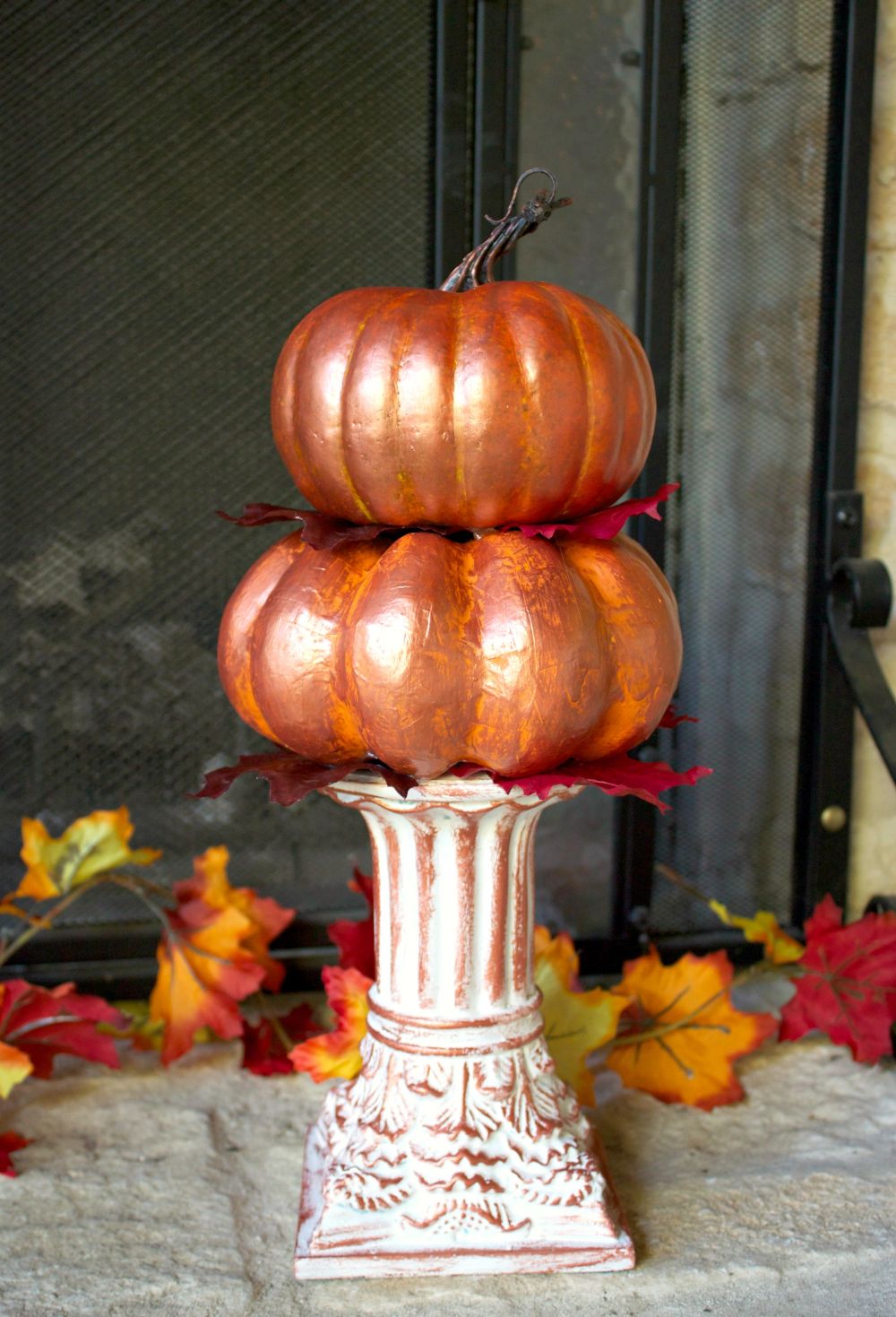 Metallic Pumpkins Centerpiece for Fall