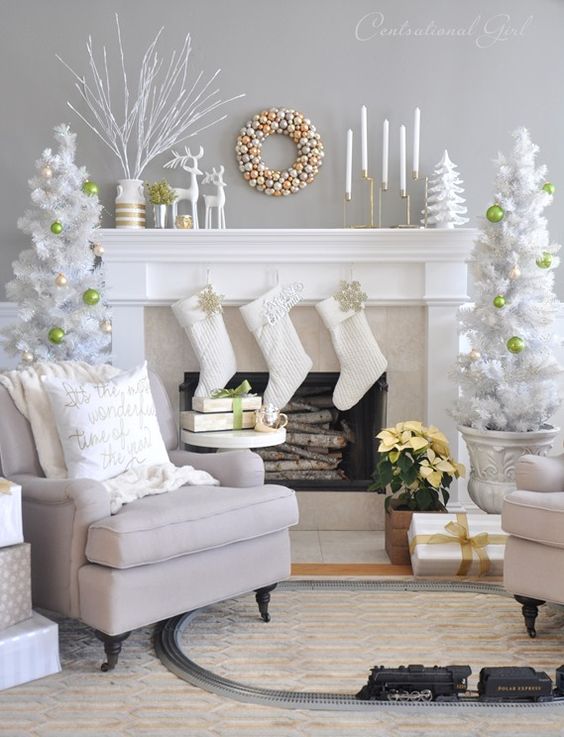 Metallic christmas mantel