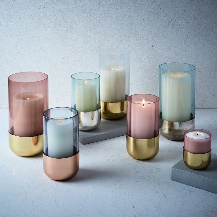 Metallic paste glass candle holder