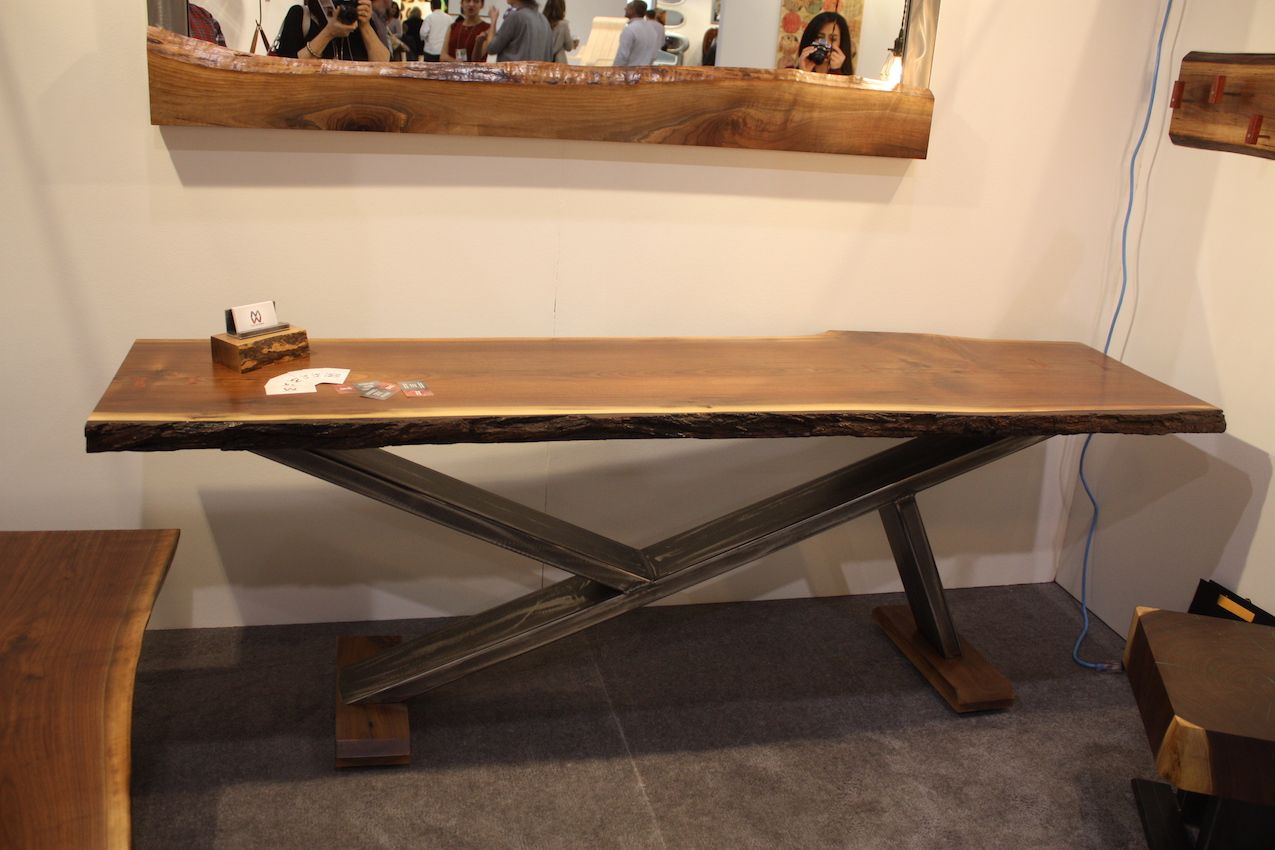 Metalwork table and live edge wood