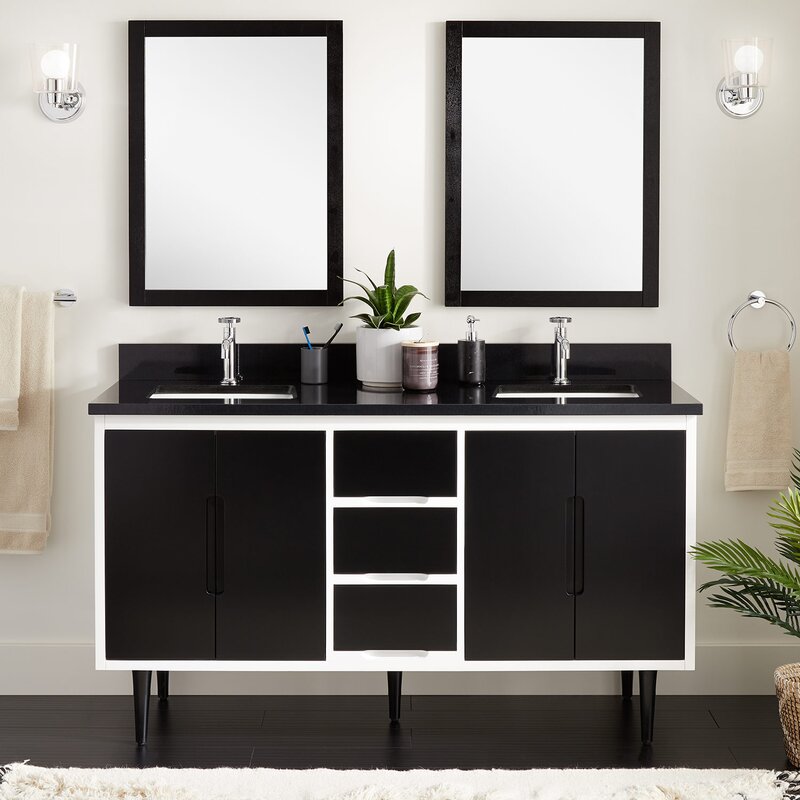 Mid-century inspired black and white vanity