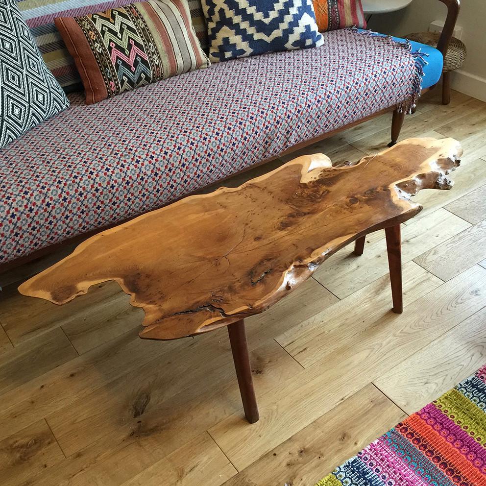 Mid century live edge coffee table design