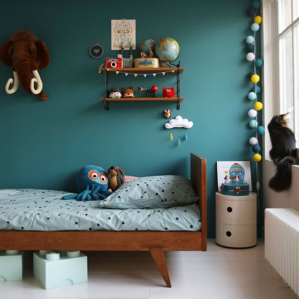 Midcentury blue kids room