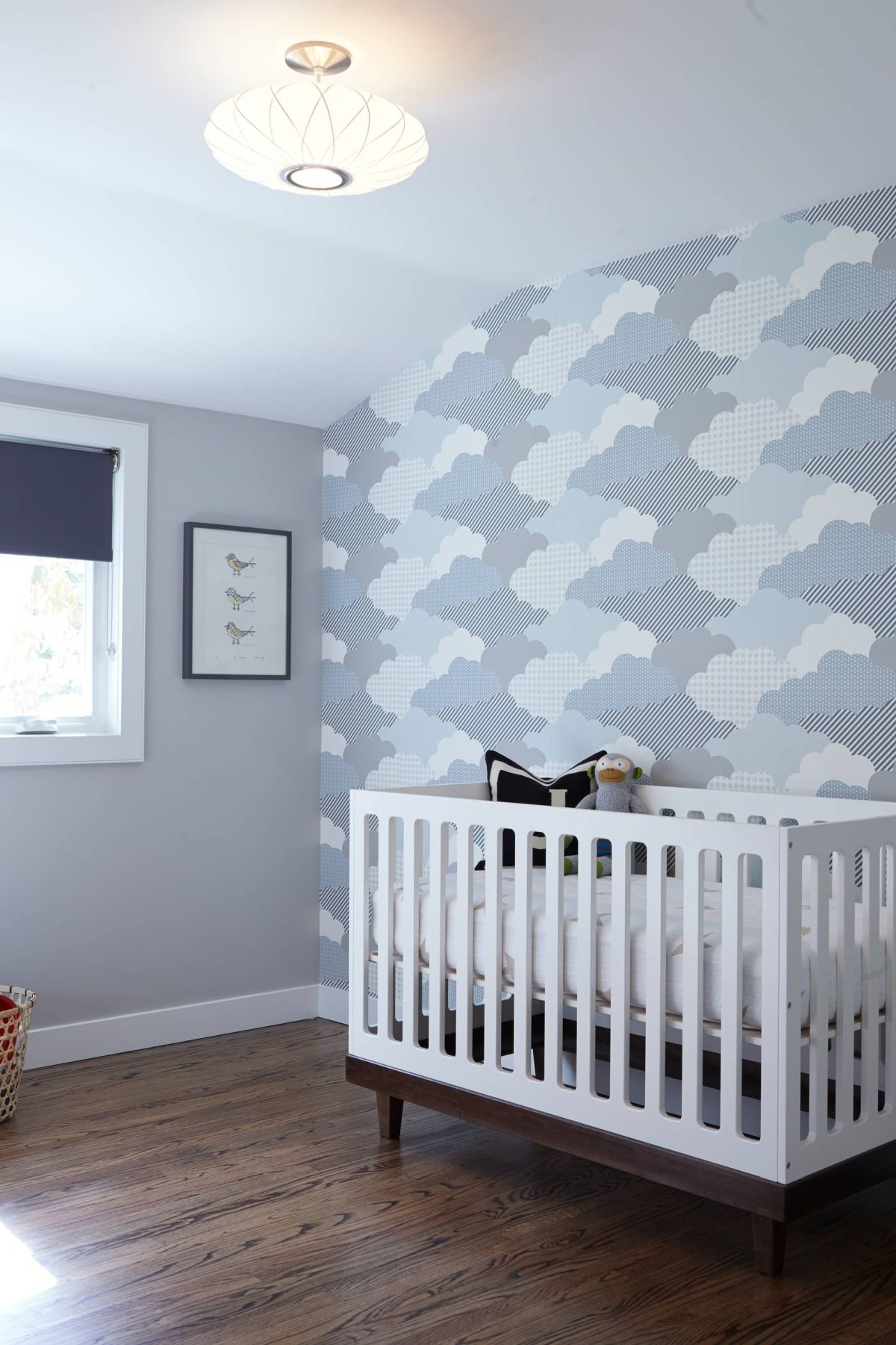 Midcentury nursery pattern cloud wallpaper