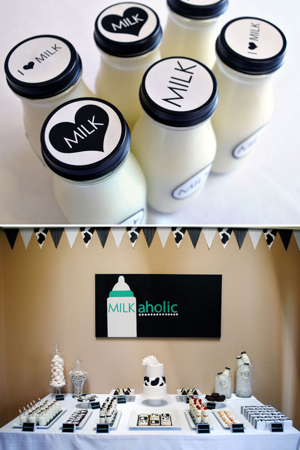 Milk alholic baby shower theme