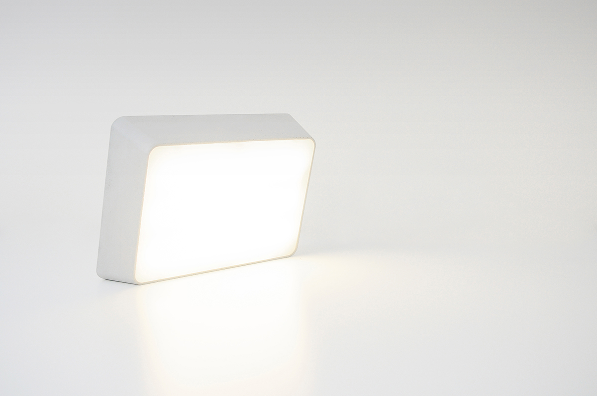 Minimal Brick Lamp from Concrete for Desk Also