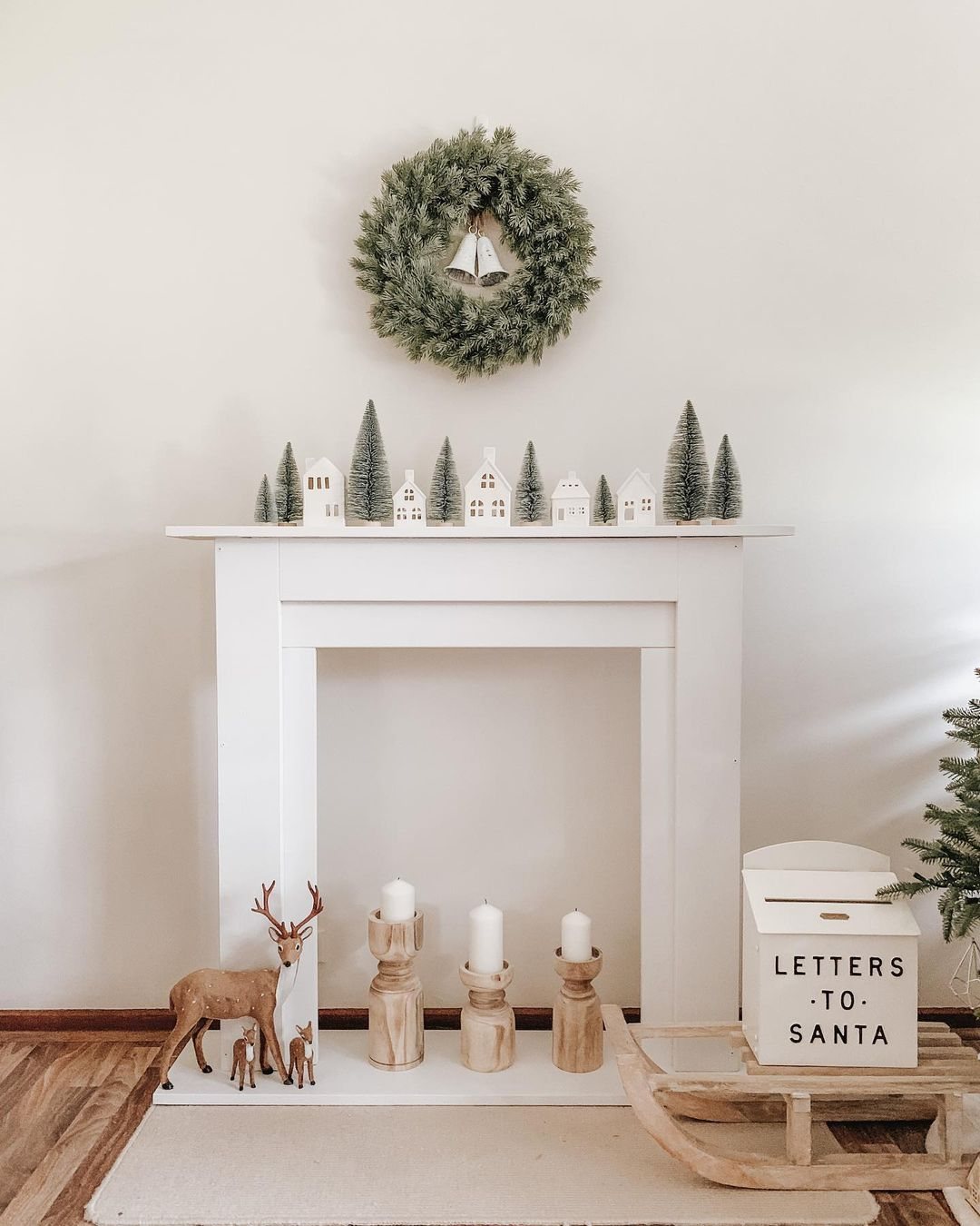 Minimalist fake fireplace decor for Christmas