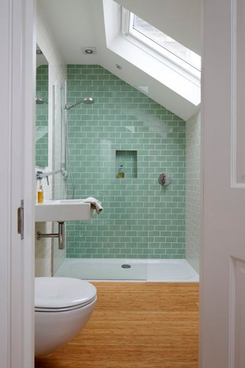 Mint bathroom tiles