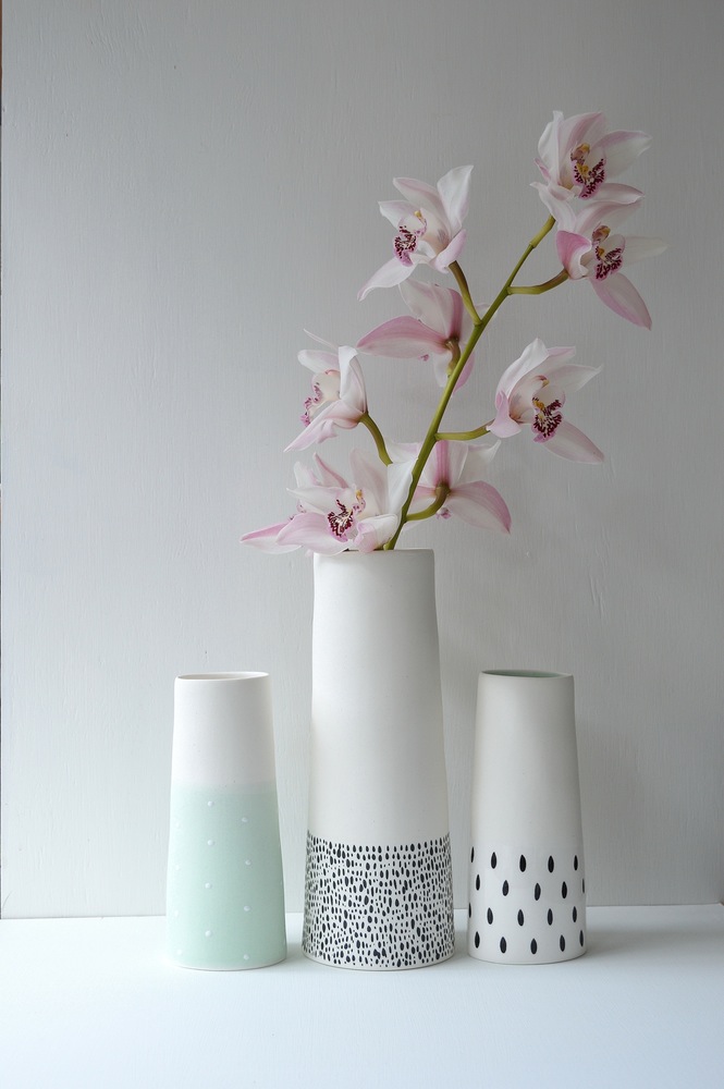 Mint flower vases