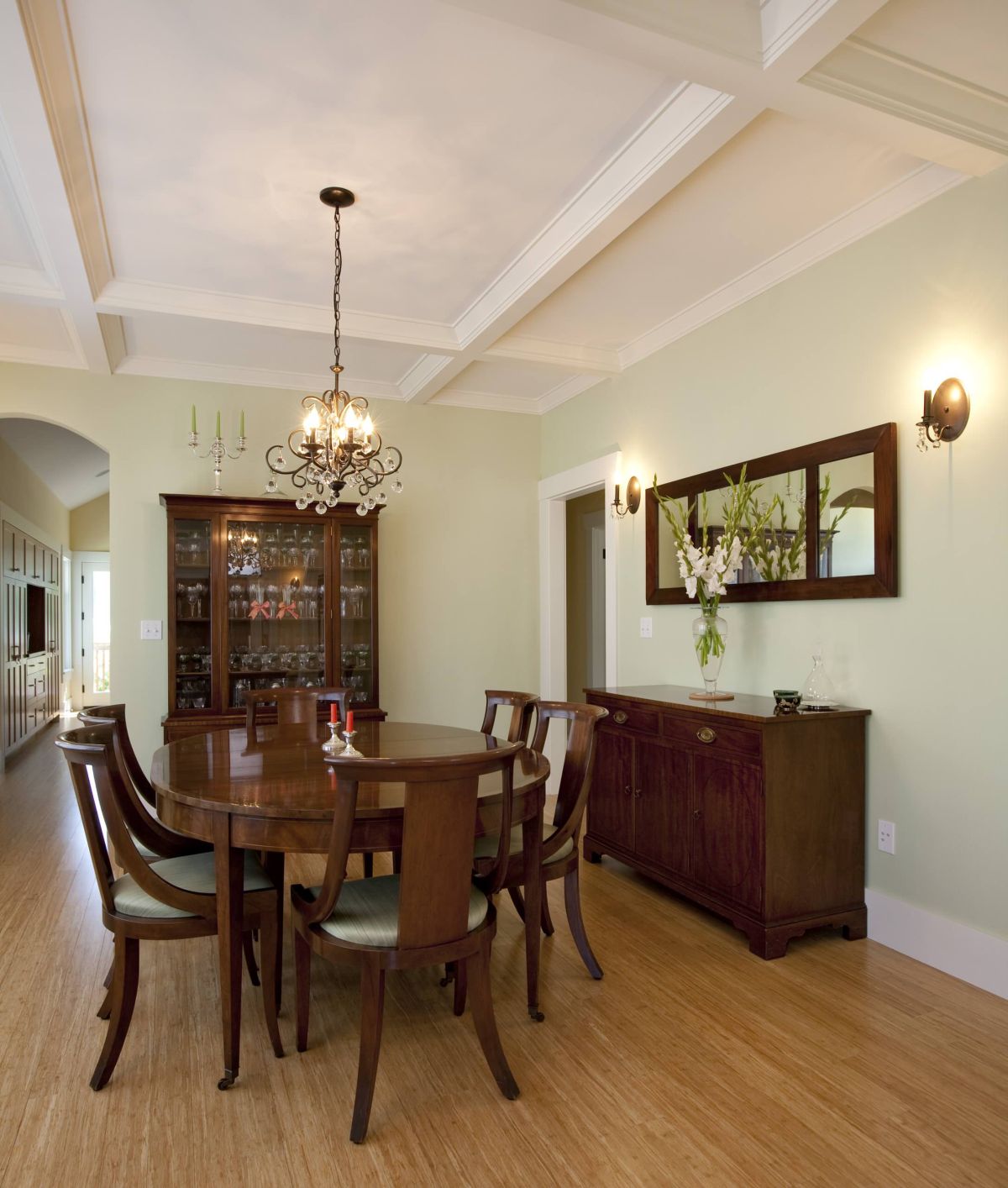 Mint green classic dining room