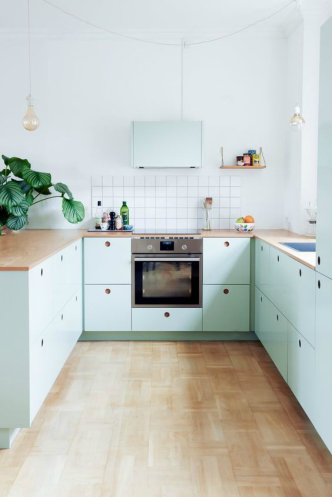 Mint green modern kitchen design