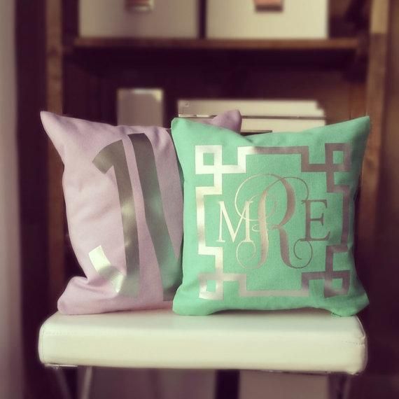 Mint throw pillows