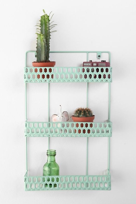 Mint wall shelves