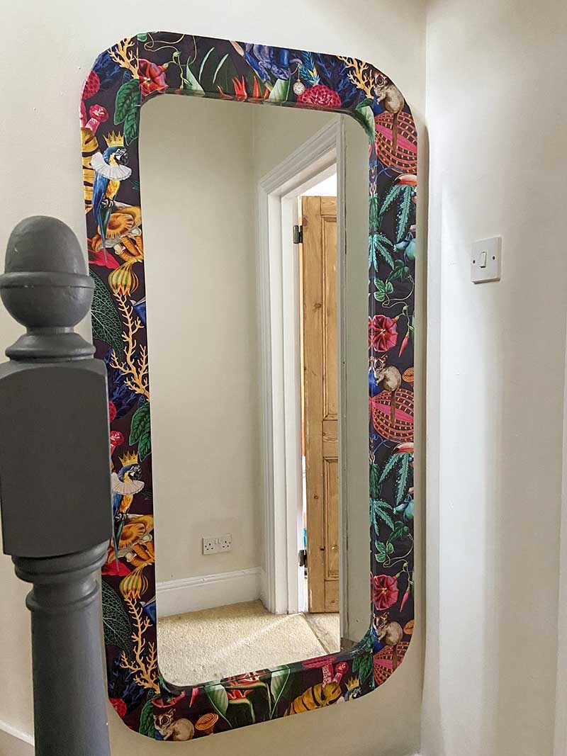 Wallpaper an Old Mirror to Give It a Complete Makeover