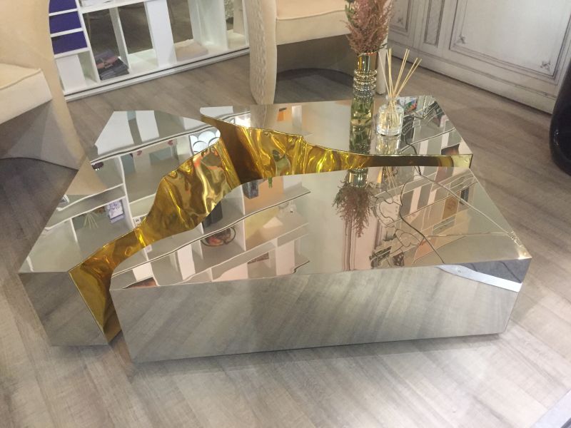 Mirrored Lapiaz Coffee table with Gold interior from Bocadolobo