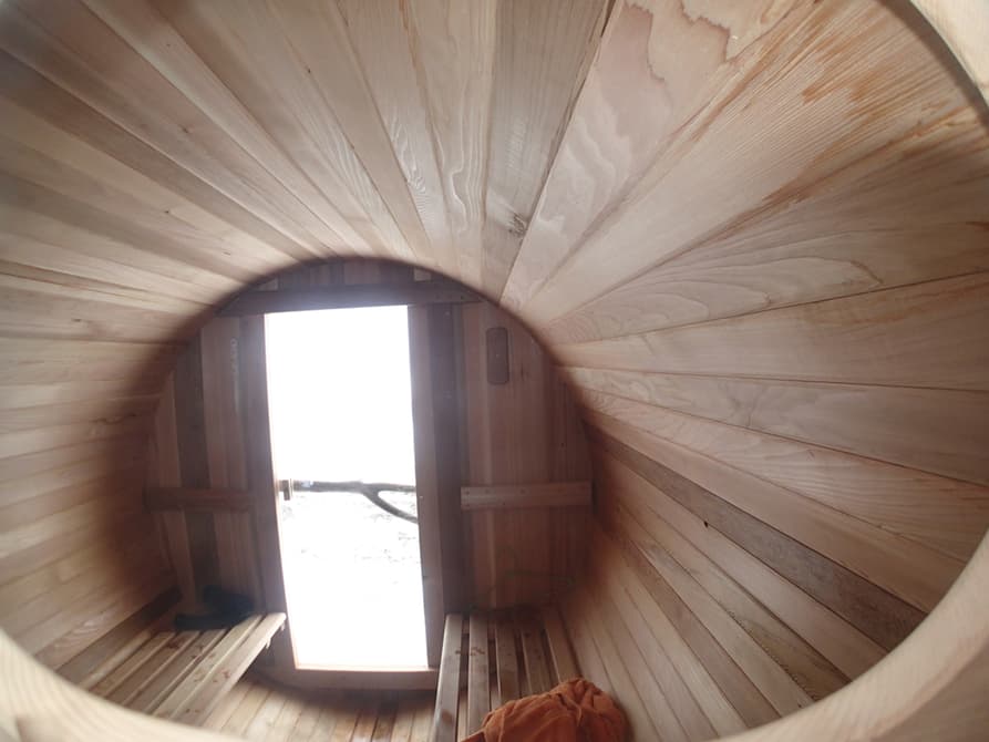 Mobile sauna interior