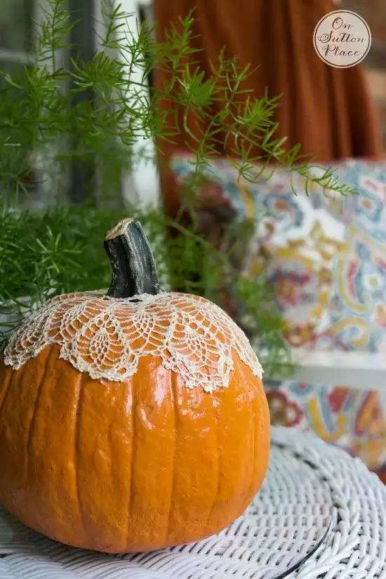 Mod podge lace pumpkin